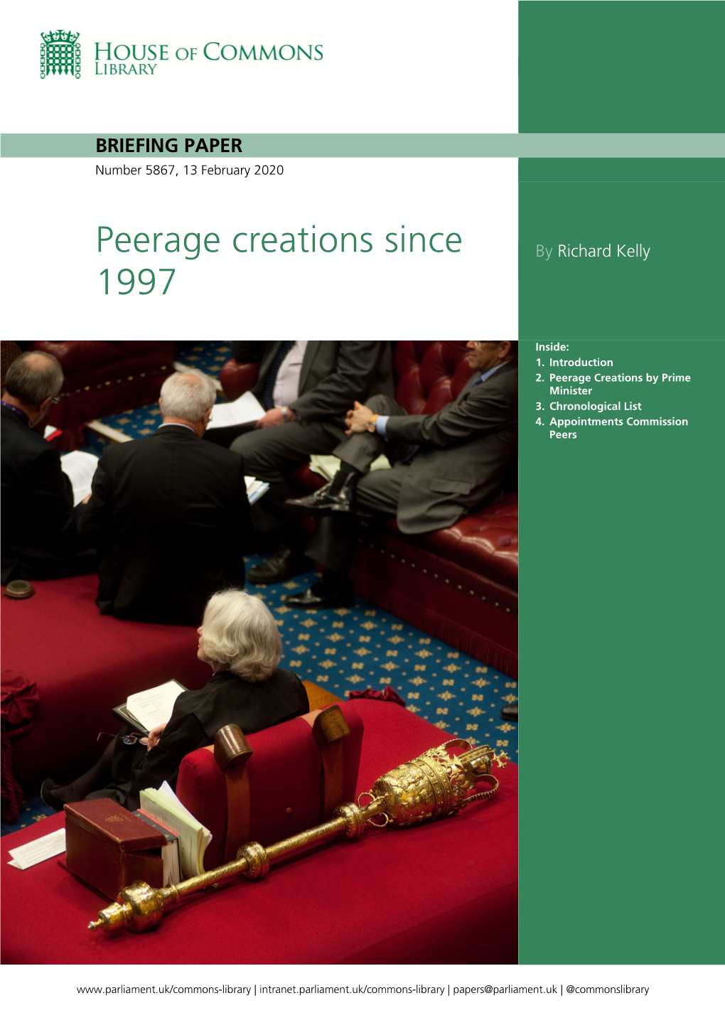 Peerage Creations Since by Richard Kelly