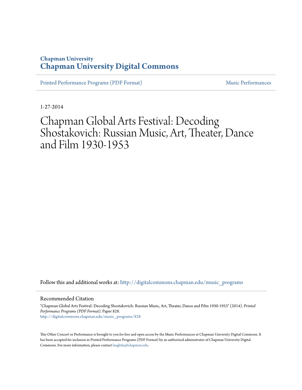 Russian Music, Art, Theater, Dance and Film 1930-1953