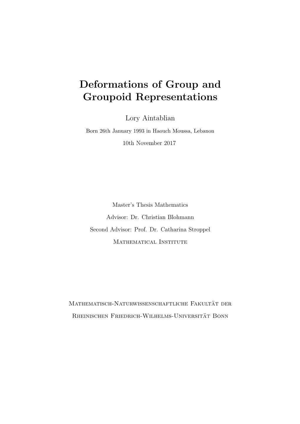Deformations of Group and Groupoid Representations