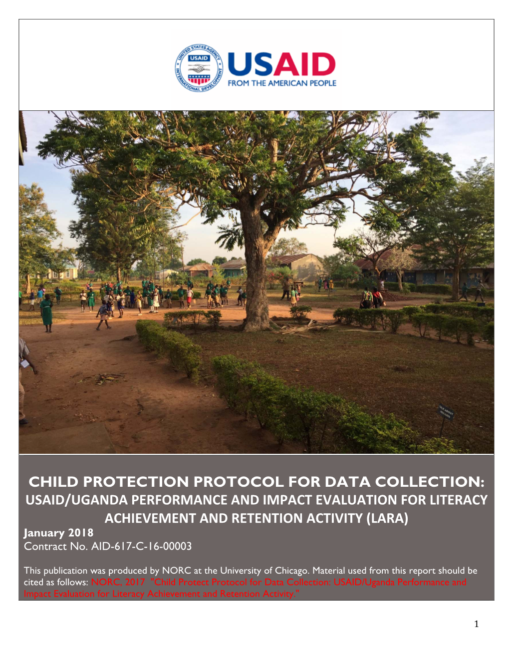 Child Protection Protocol for Data Collection: Usaid/Uganda Performance and Impact Evaluation for Literacy