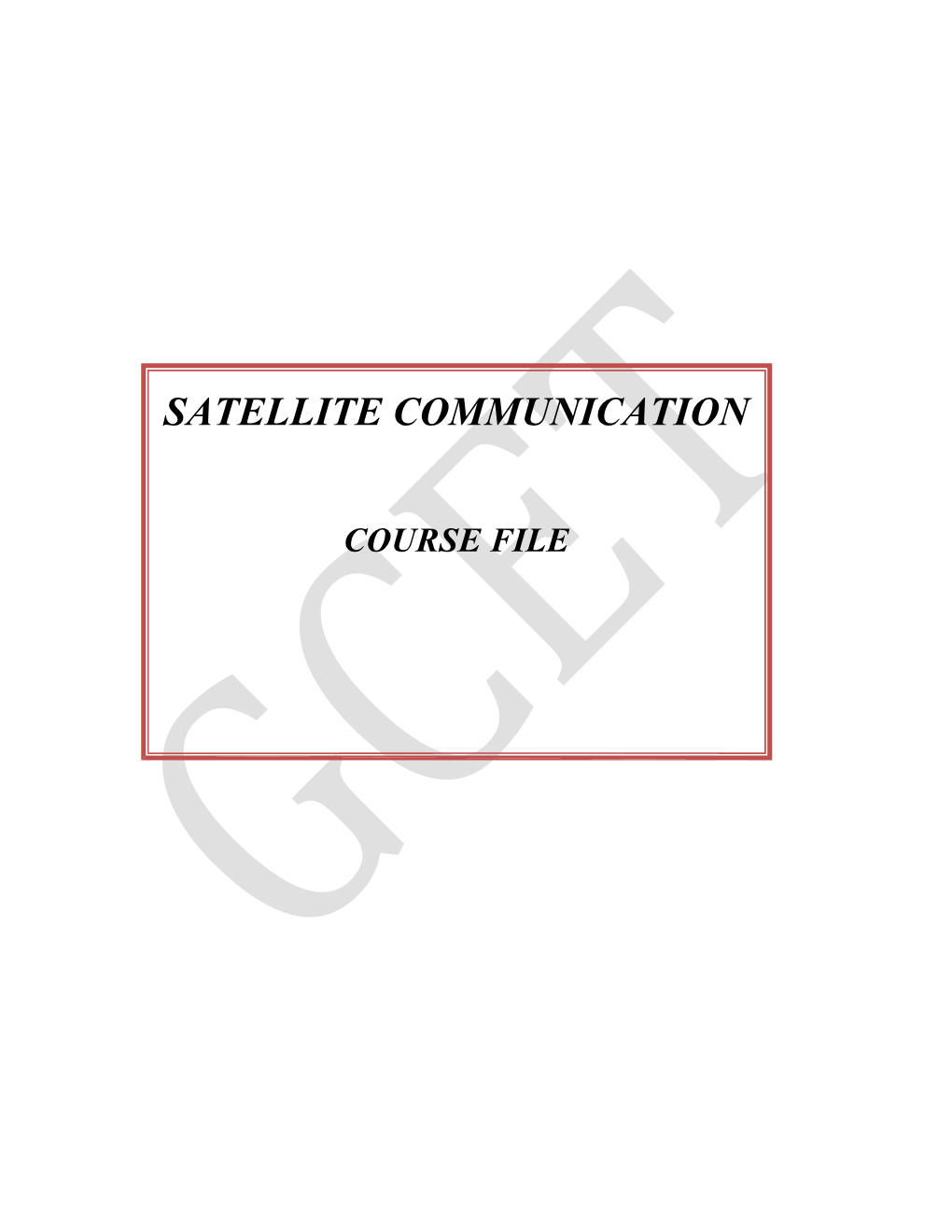 Satellite Communication