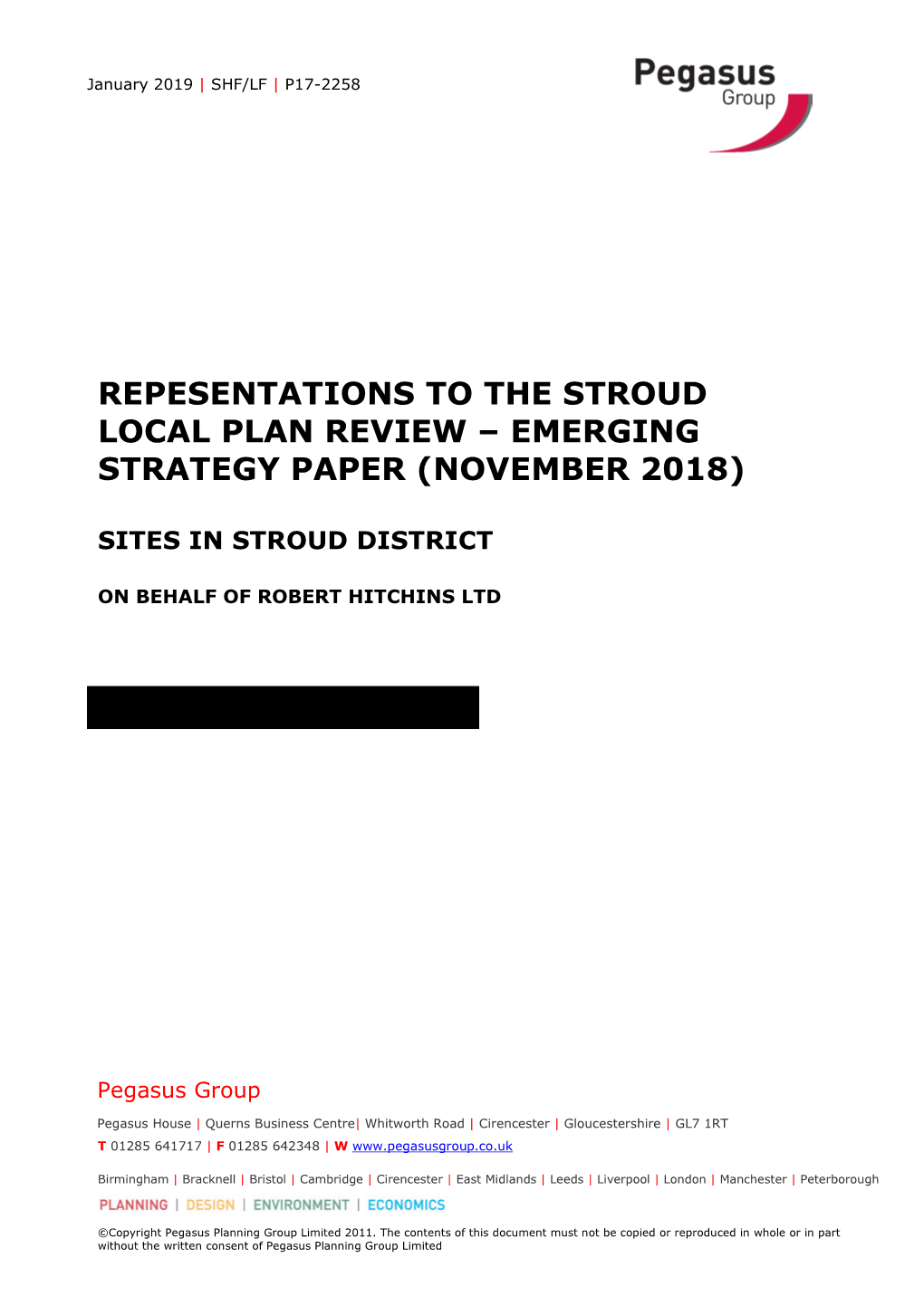 Repesentations to the Stroud Local Plan Review – Emerging Strategy Paper (November 2018)