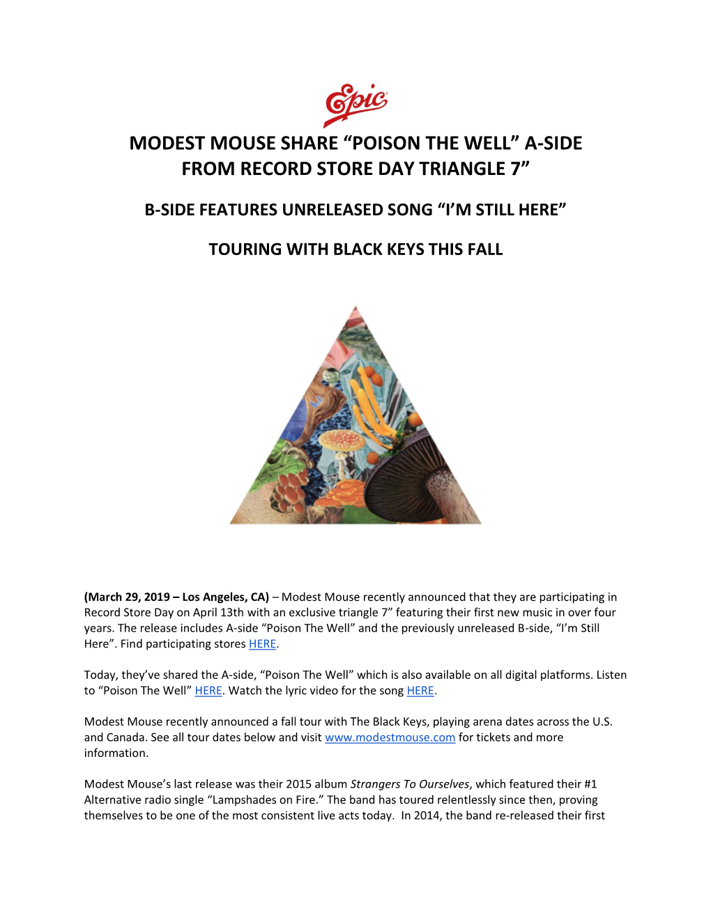 Modest Mouse Share “Poison the Well” A-Side from Record Store Day Triangle 7”