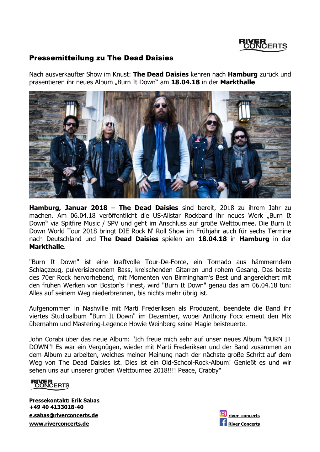 Pressemitteilung Zu the Dead Daisies