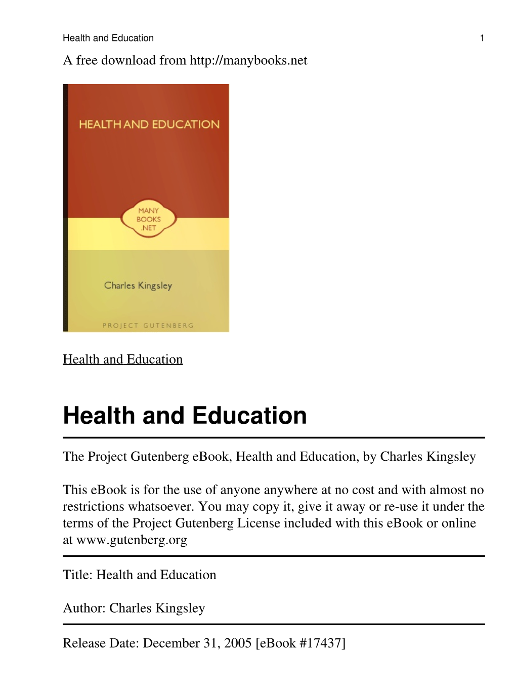 Health and Education 1 a Free Download From