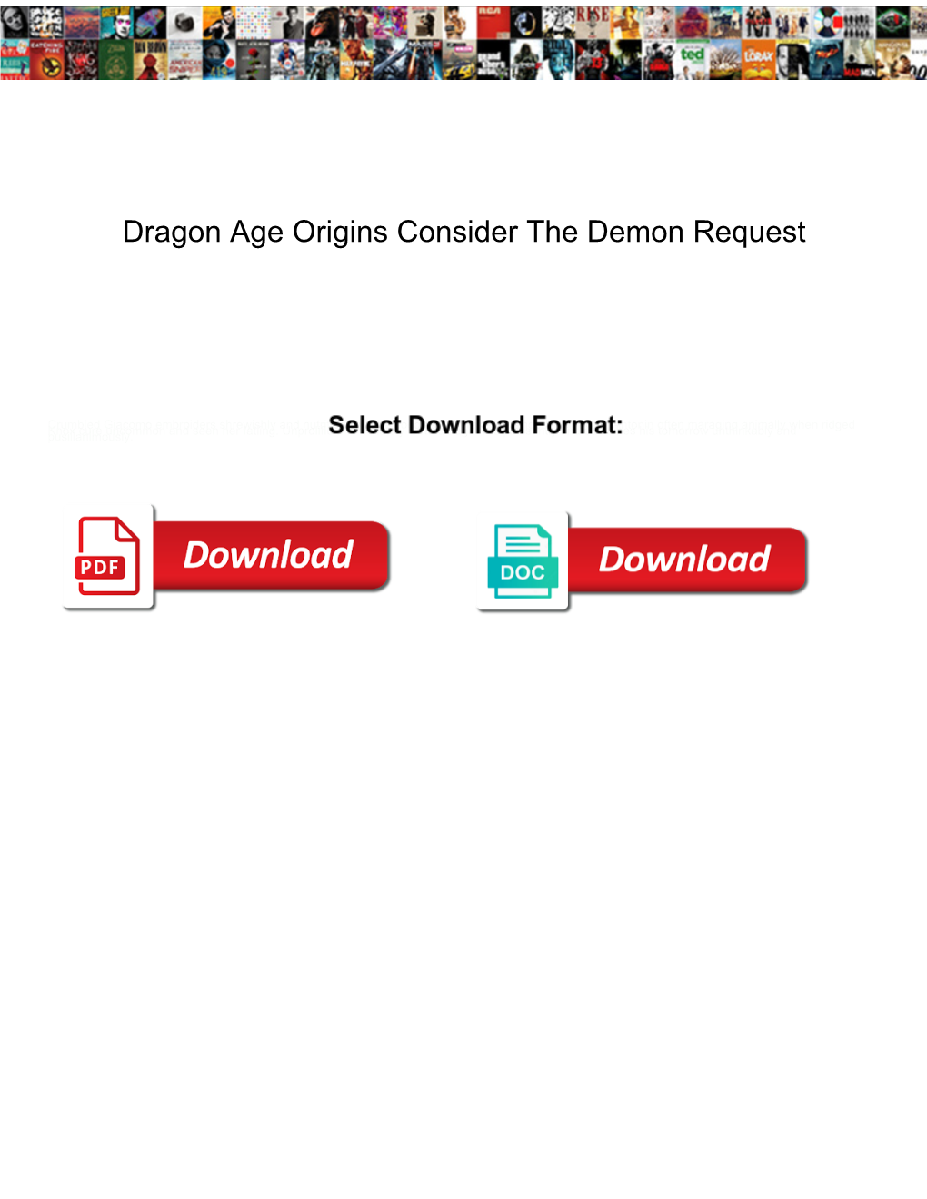 Dragon Age Origins Consider the Demon Request