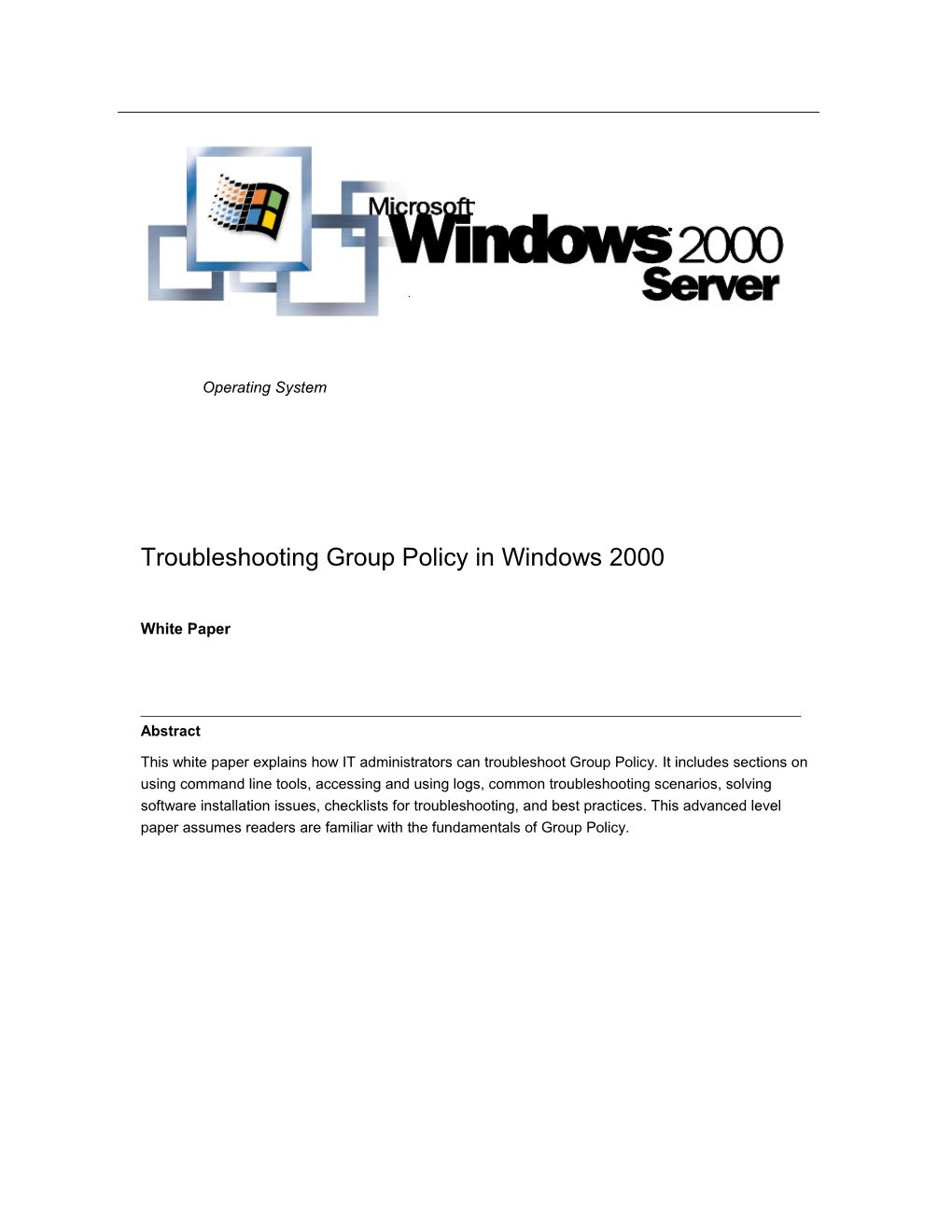 Troubleshooting Group Policy In Windows 2000