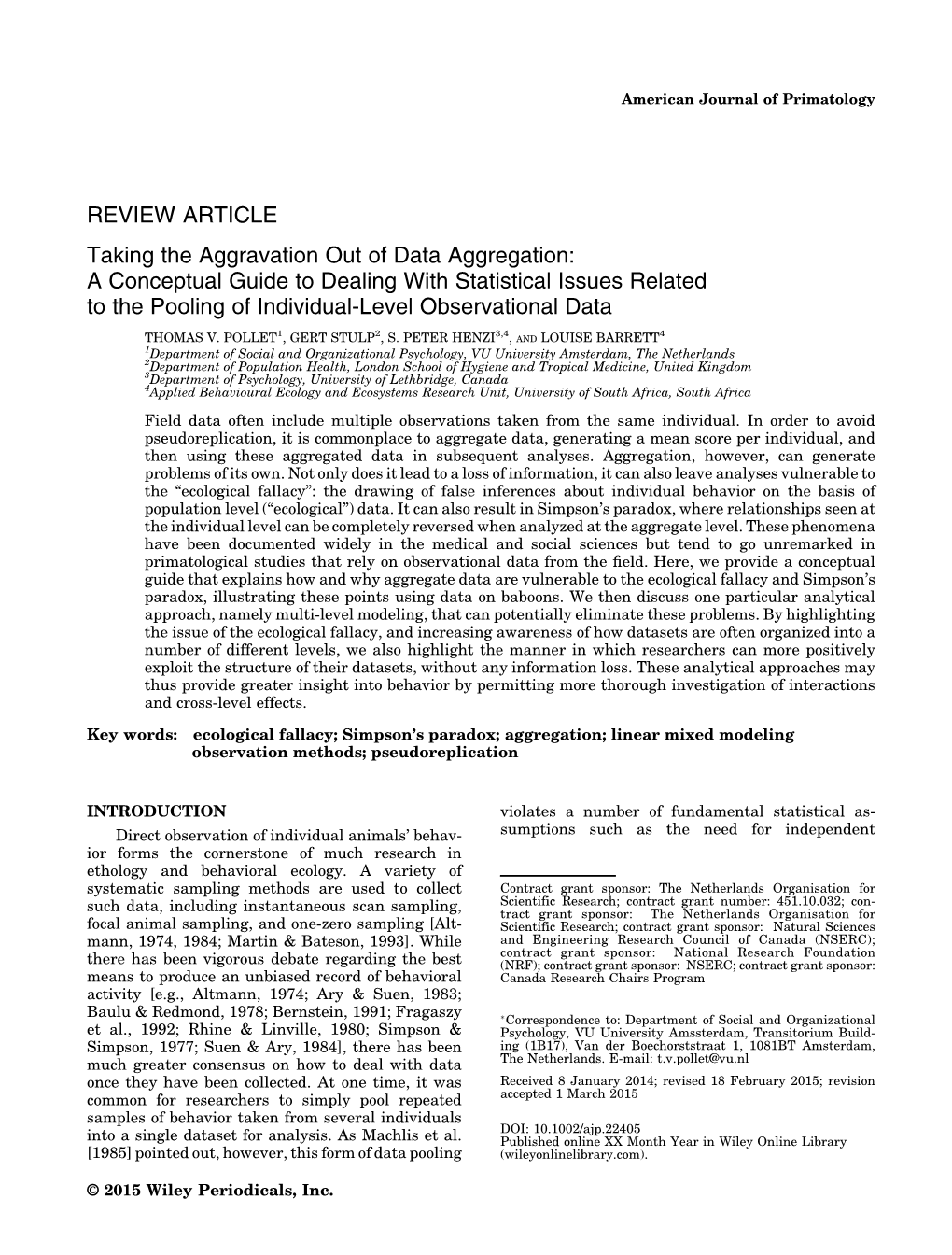 Taking the Aggravation out of Data Aggregation: a Conceptual Guide to Dealing with Statistical Issues Related to the Pooling of Individual-Level Observational Data