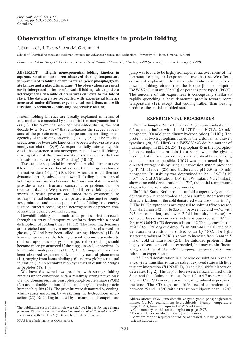 Observation of Strange Kinetics in Protein Folding