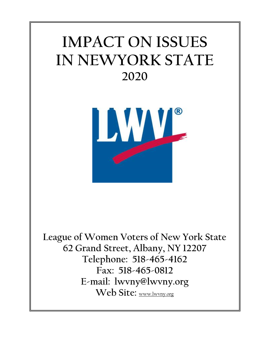 LWVNYS Impact on Issues 2020