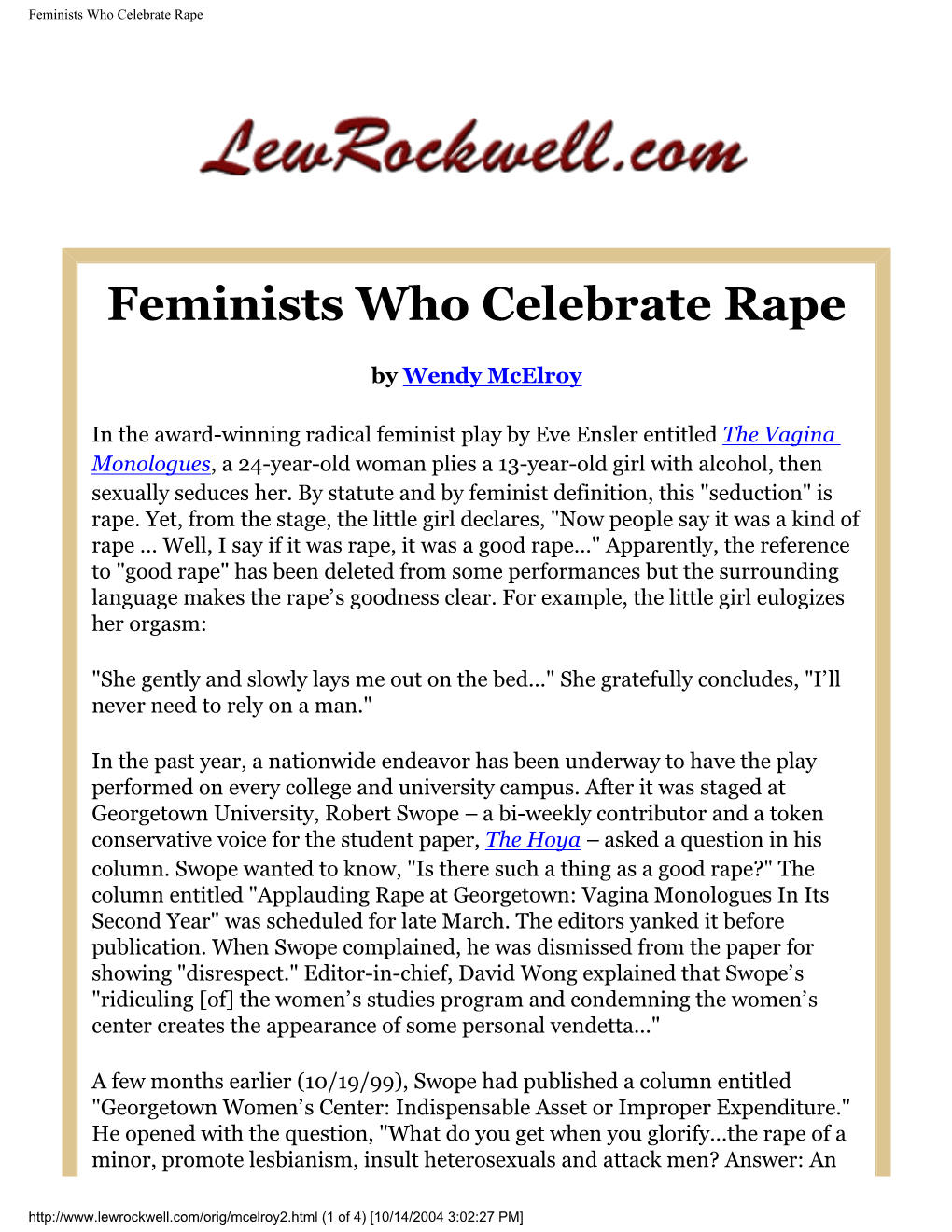 Feminists Who Celebrate Rape