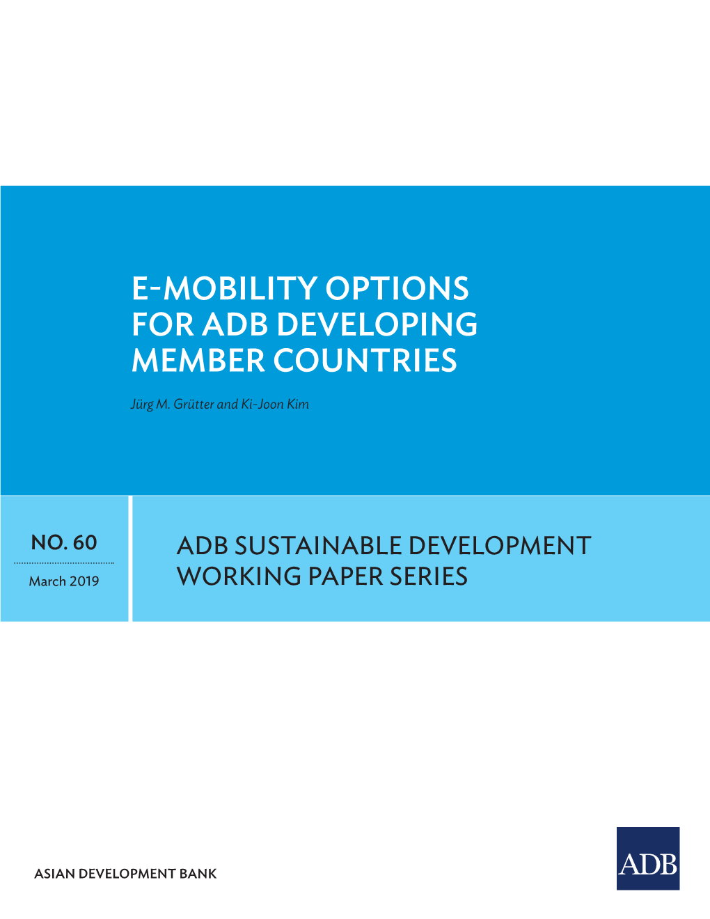 E-Mobility Options for ADB Developing Member Countries