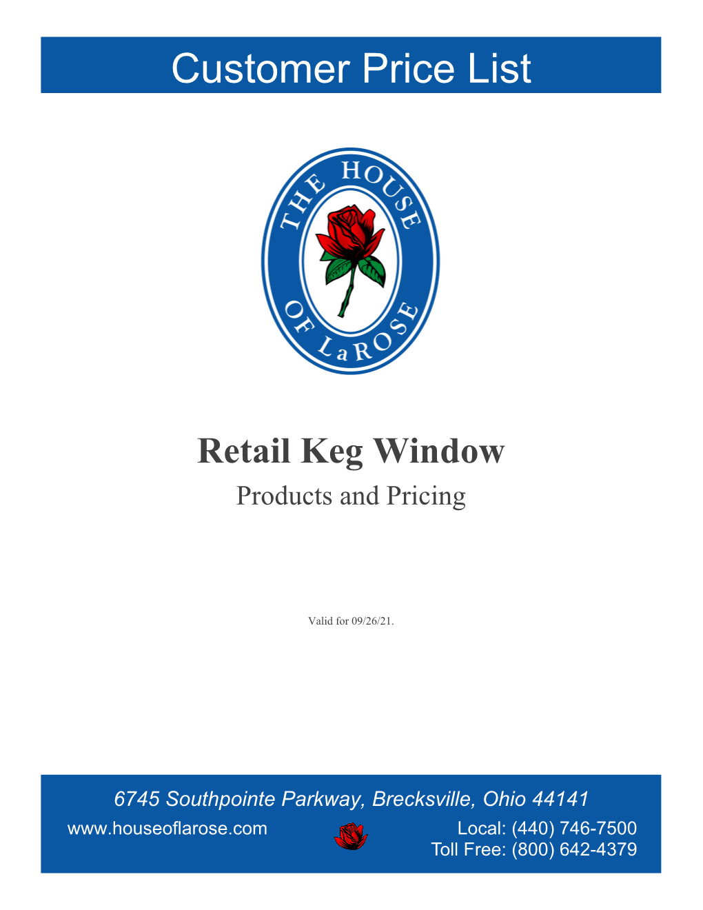 Retail Keg Window Products and Pricing