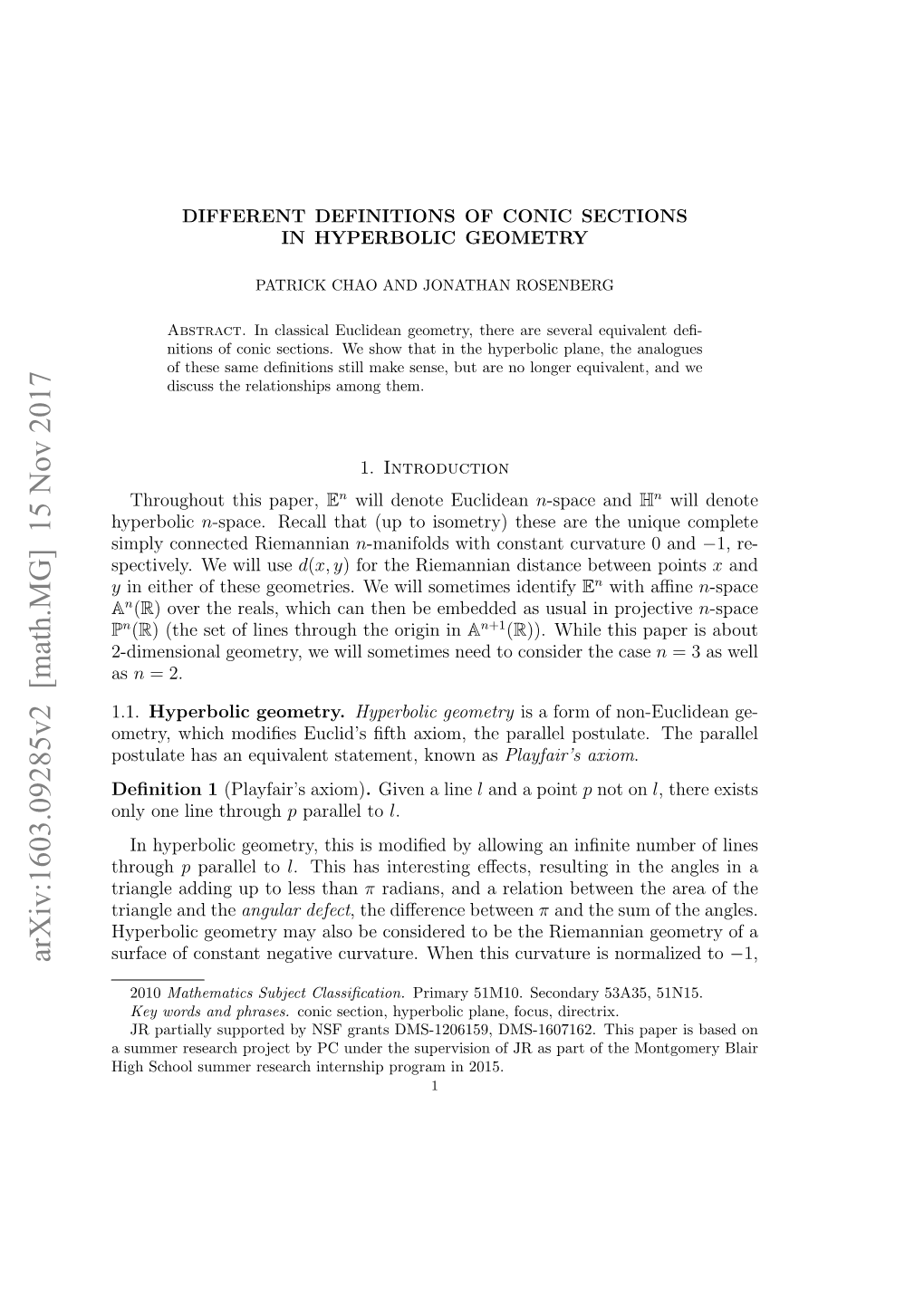 Arxiv:1603.09285V2 [Math.MG] 15 Nov 2017 Surface of Constant Negative Curvature