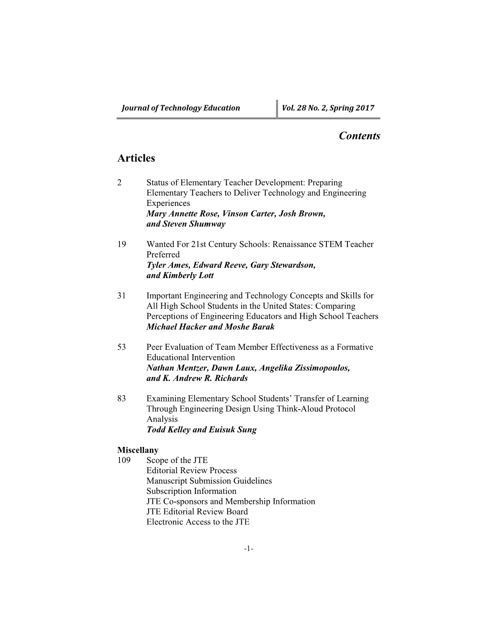 Journal of Technology Education Vol