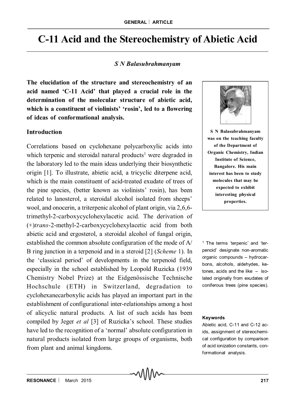 C-11 Acid and the Stereochemistry of Abietic Acid