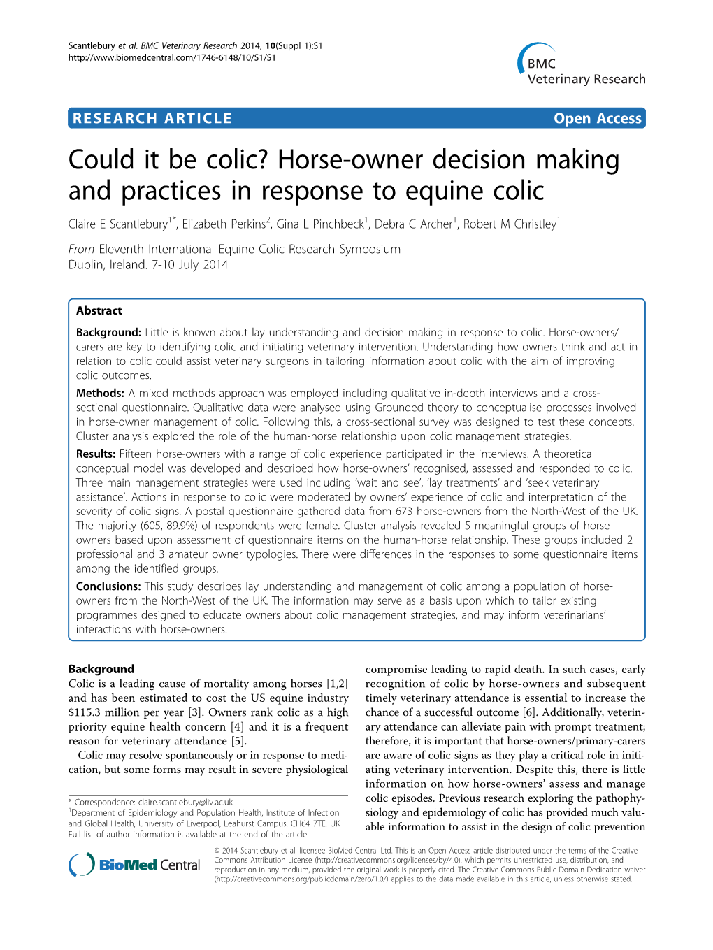 Horse-Owner Decision Making and Practices in Response to Equine Colic