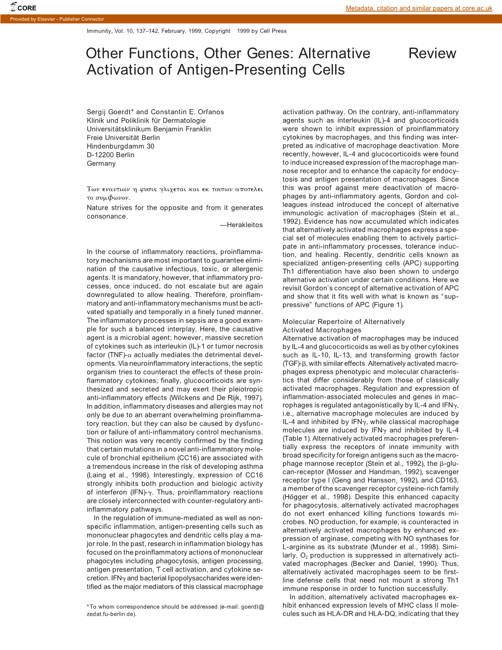 Alternative Review Activation of Antigen-Presenting Cells