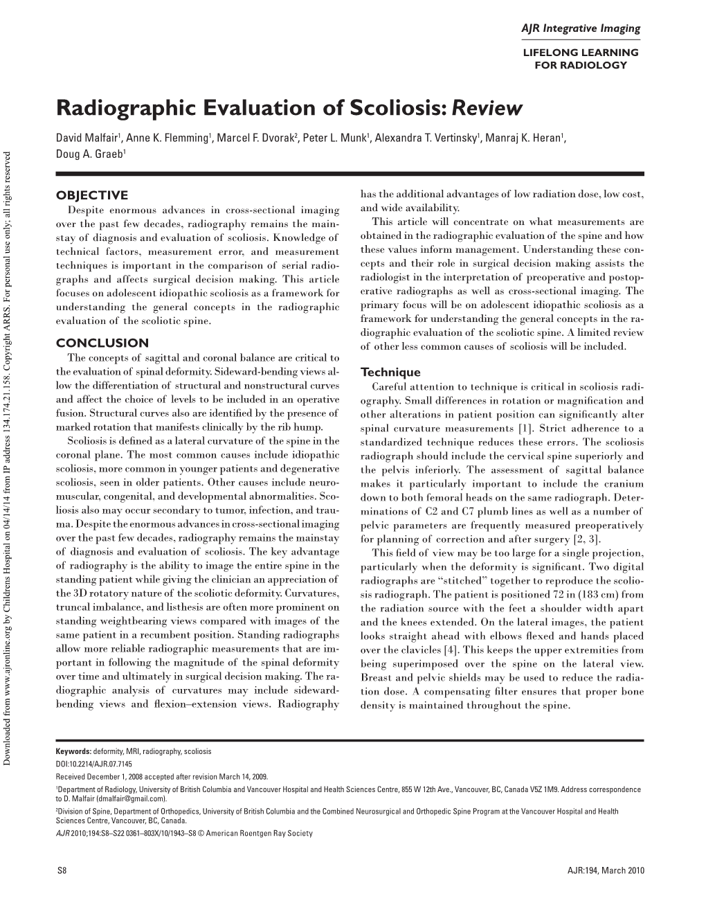 Radiographic Evaluation of Scoliosis: Review