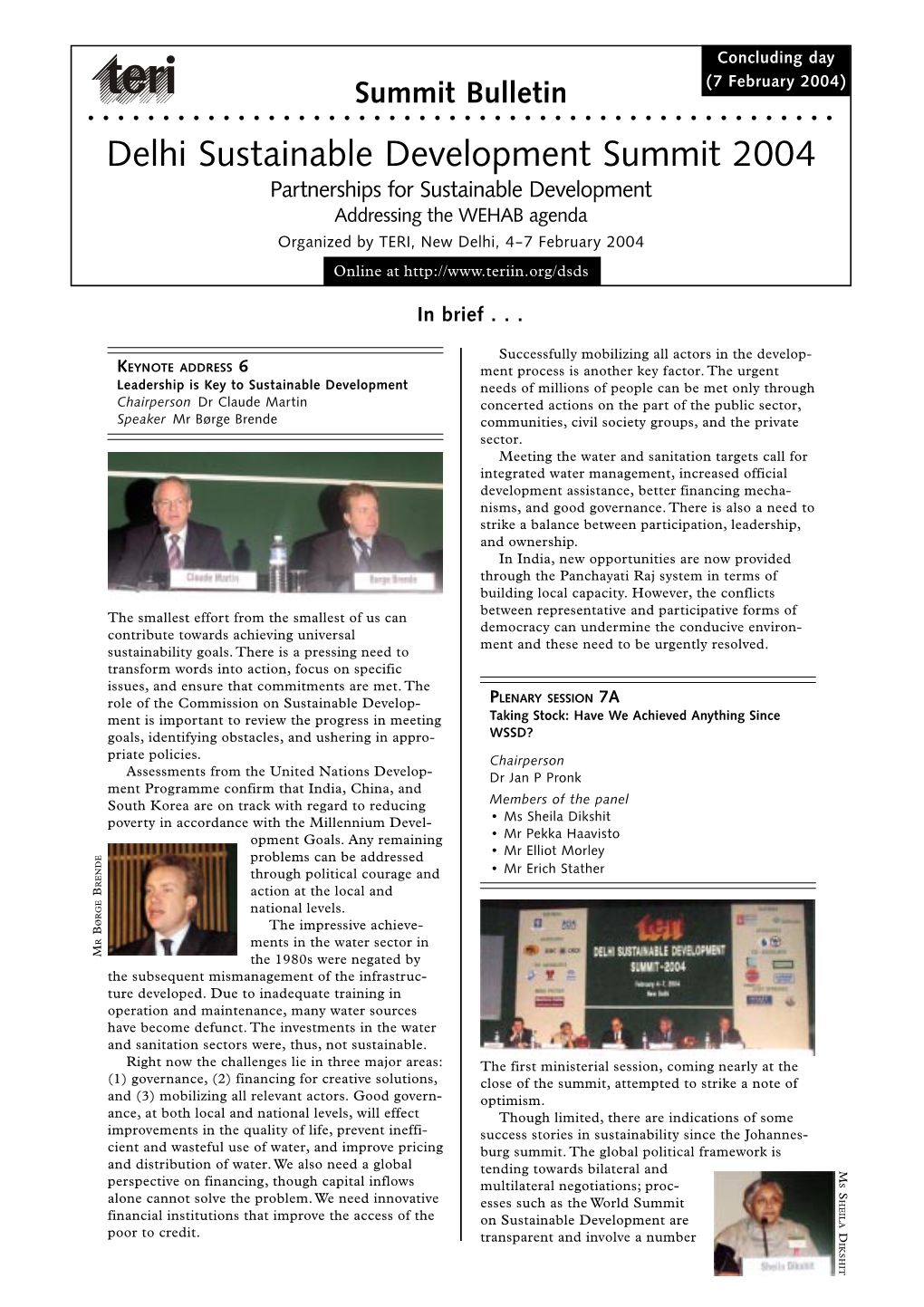 Summit Bulletin (7 February 2004)