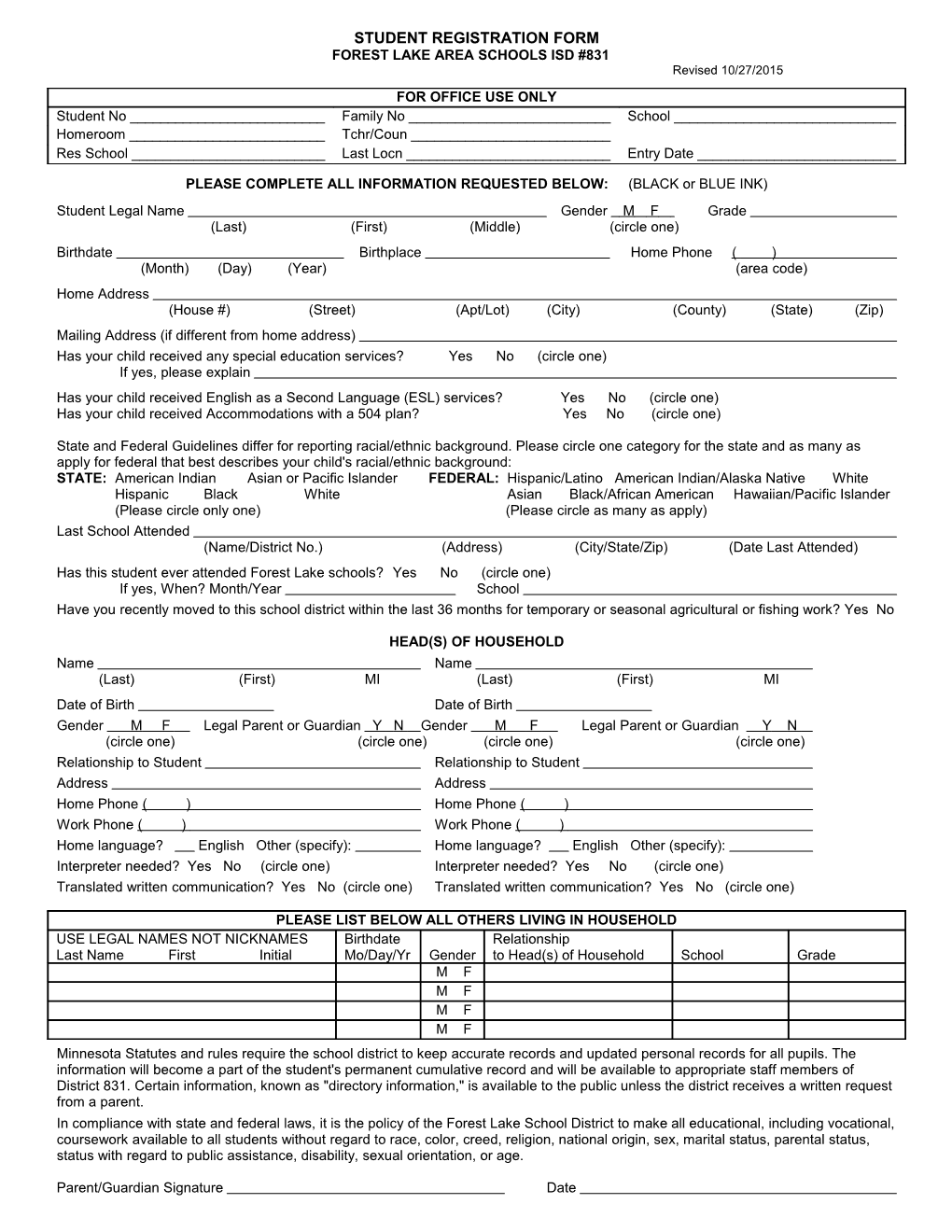 Student Registration Form