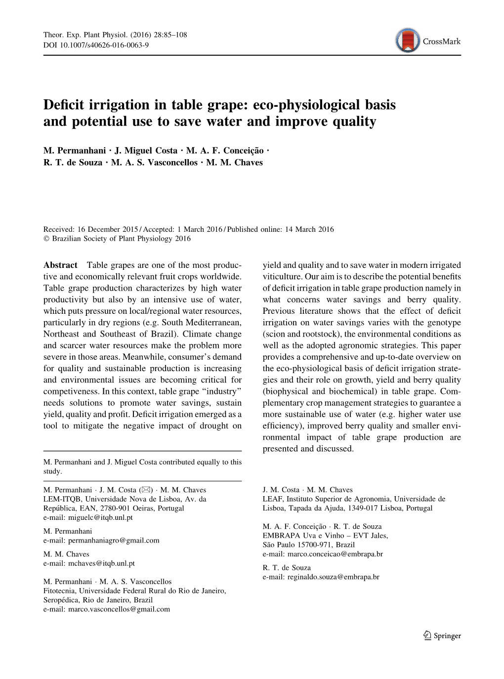 Deficit Irrigation in Table Grape