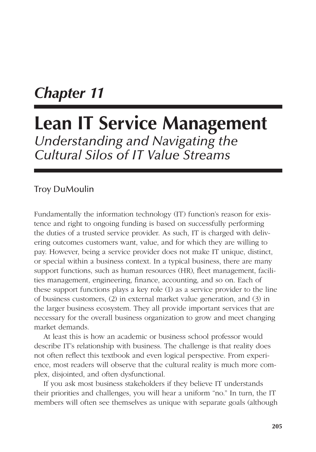 Lean IT Service Management Understanding and Navigating the Cultural Silos of IT Value Streams