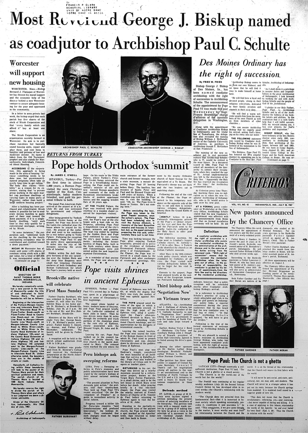 Pope Paul Prayed Brieny WIS the Hlah ;Nl Or) Lhe Hrcomc the Lhlrd Member Or the That the New 'Coadjutor Uses " I Flynn,Trotter Rud-Mutt, .., • Is Lhe ,On Or Mr