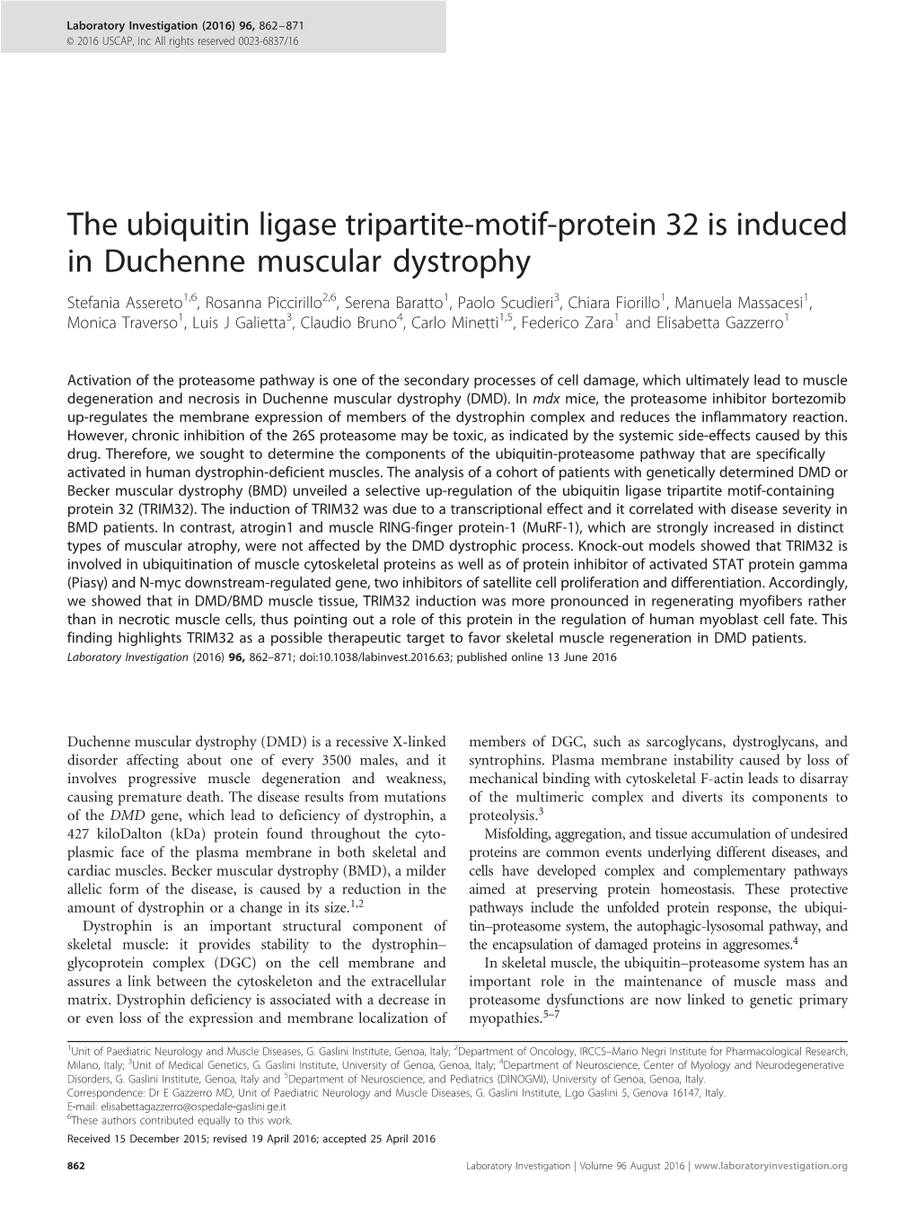 The Ubiquitin Ligase Tripartite-Motif-Protein 32 Is Induced