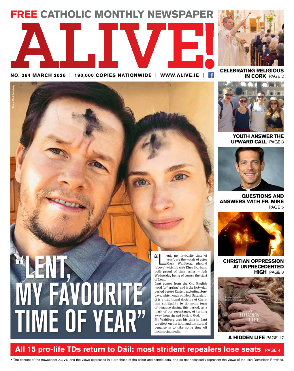 MARCH 2020 | 190,000 COPIES NATIONWIDE | | in CORK PAGE 2 Photo: Mark Wahlberg