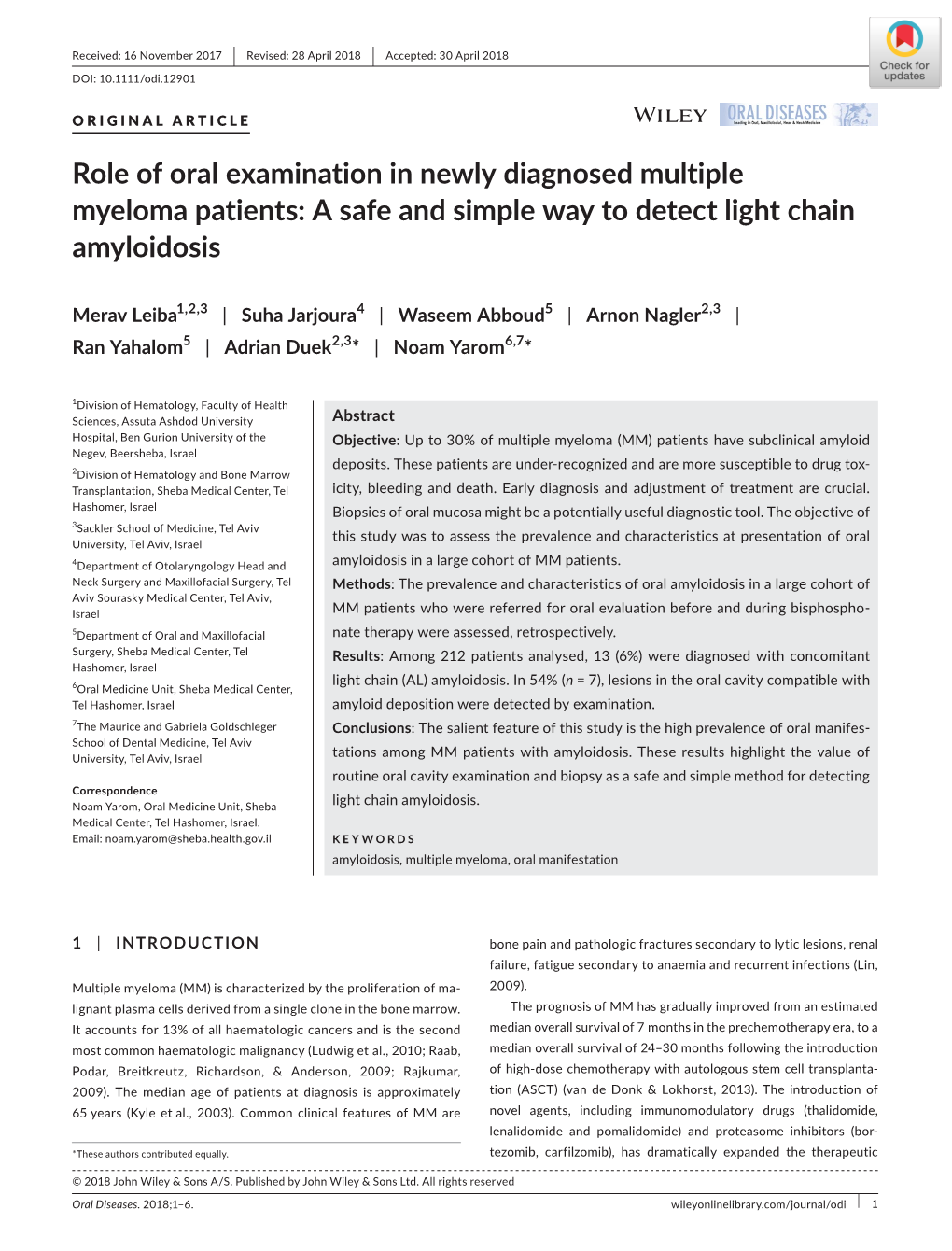 Role of Oral Examination in Newly Diagnosed Multiple Myeloma Patients: a Safe and Simple Way to Detect Light Chain Amyloidosis