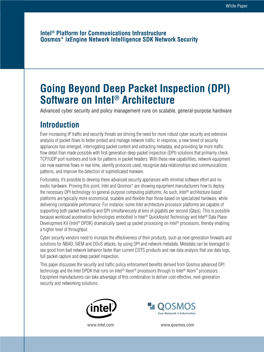 Going Beyond Deep Packet Inspection (DPI) Software on Intel