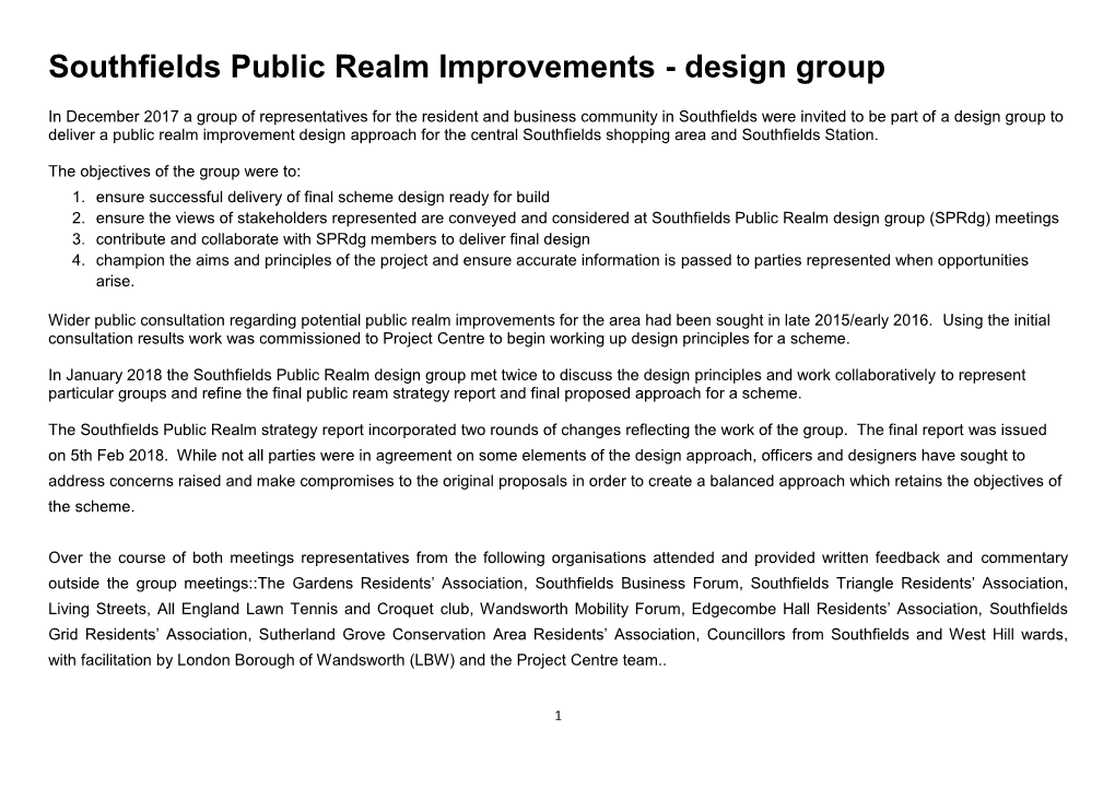 Southfields Public Realm Improvements - Design Group