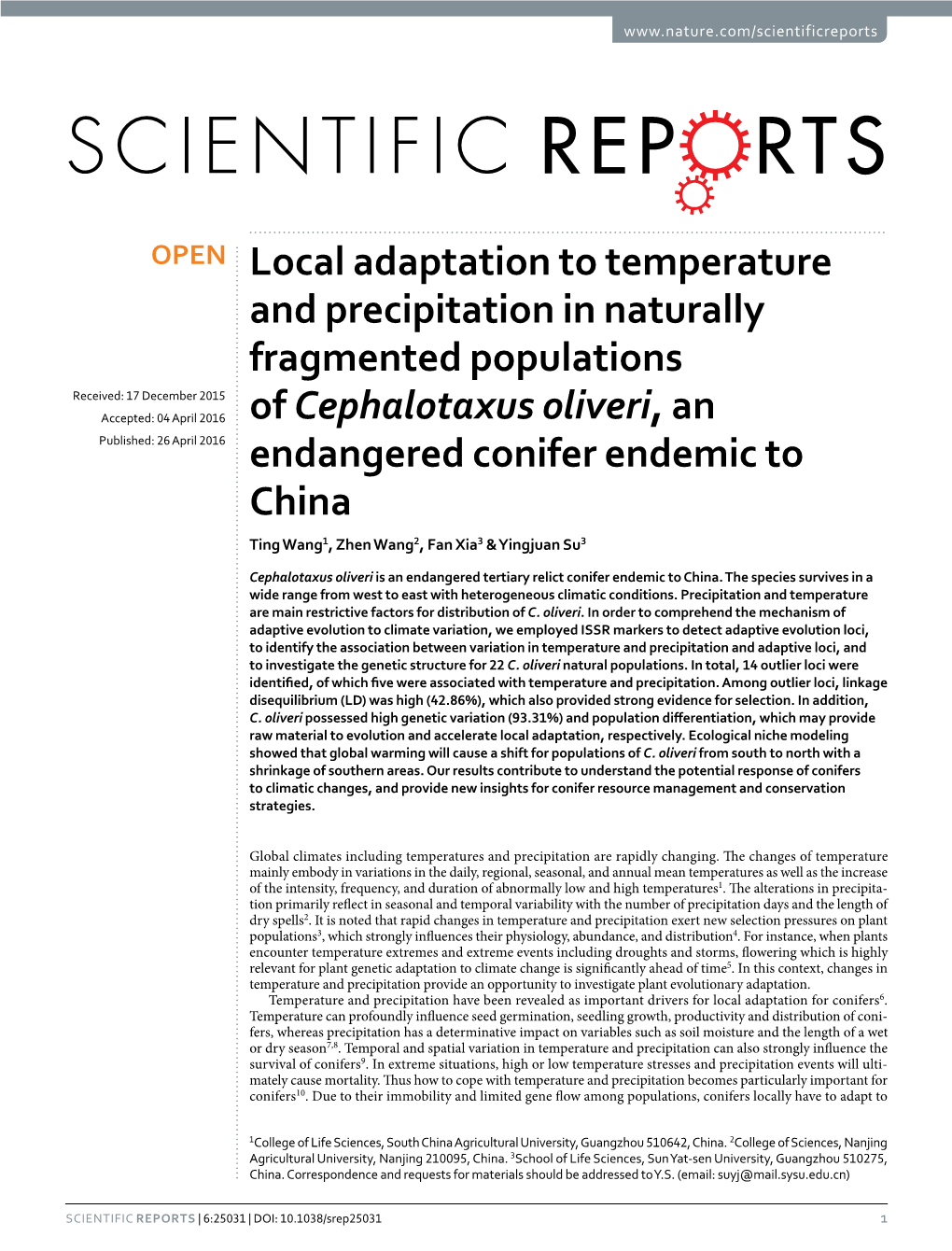 Local Adaptation to Temperature and Precipitation in Naturally Fragmented