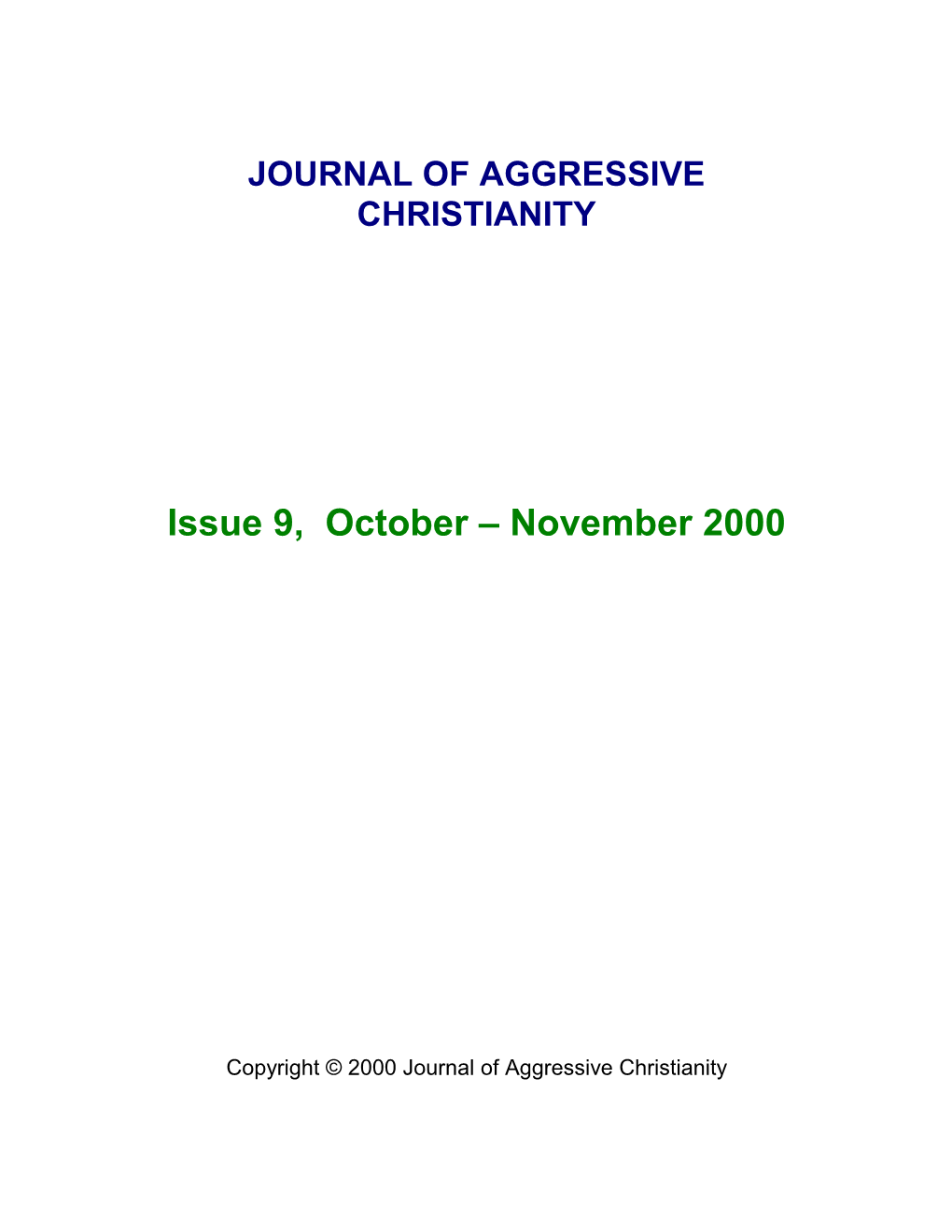 Issue 9, October – November 2000