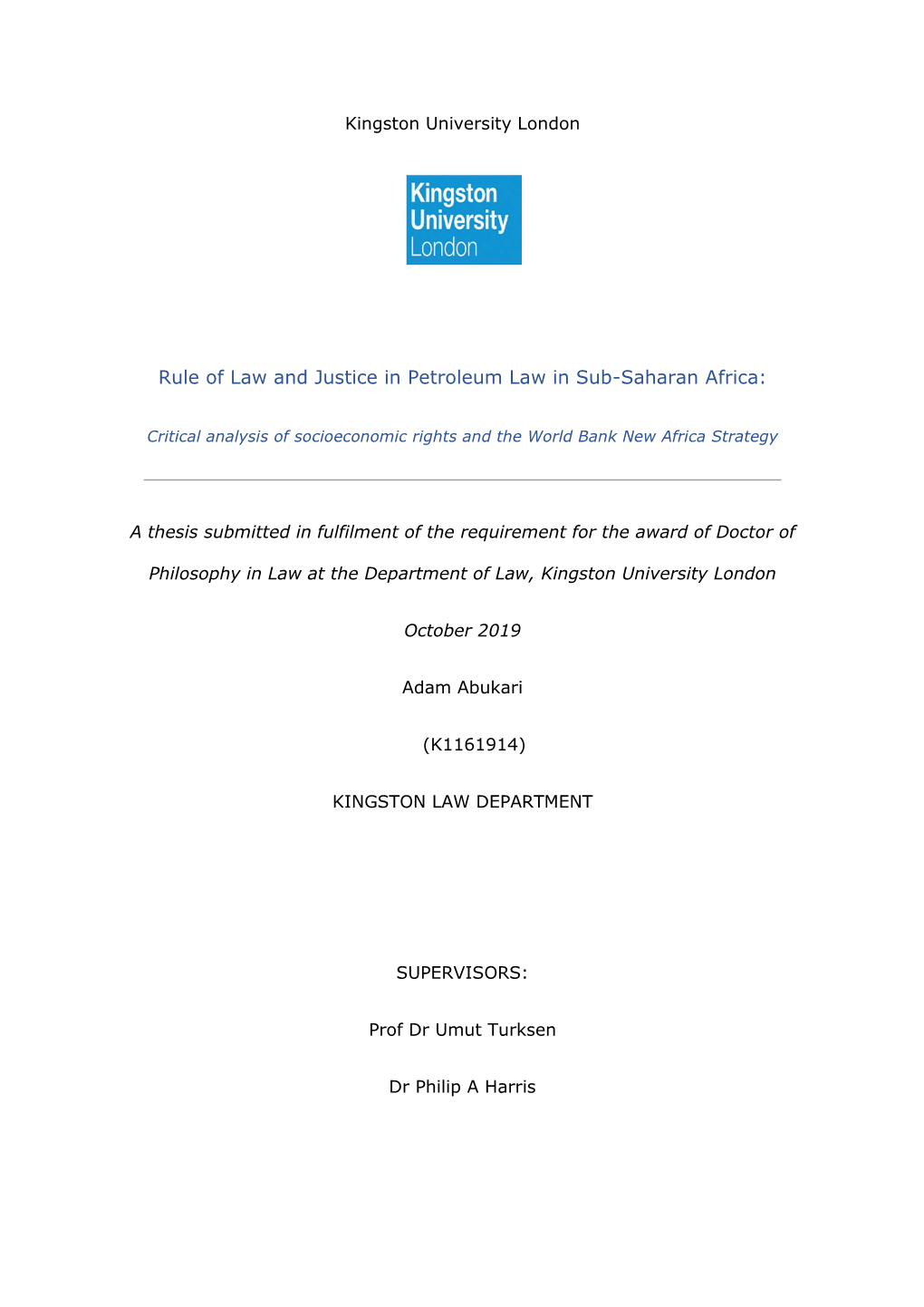 Rule of Law and Justice in Petroleum Law in Sub-Saharan Africa