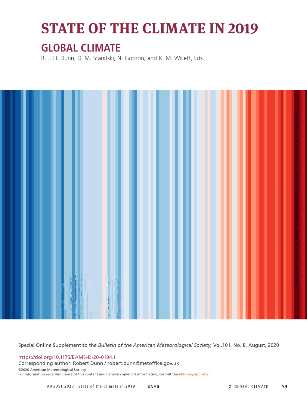 State of the Climate in 2019 Global Climate R