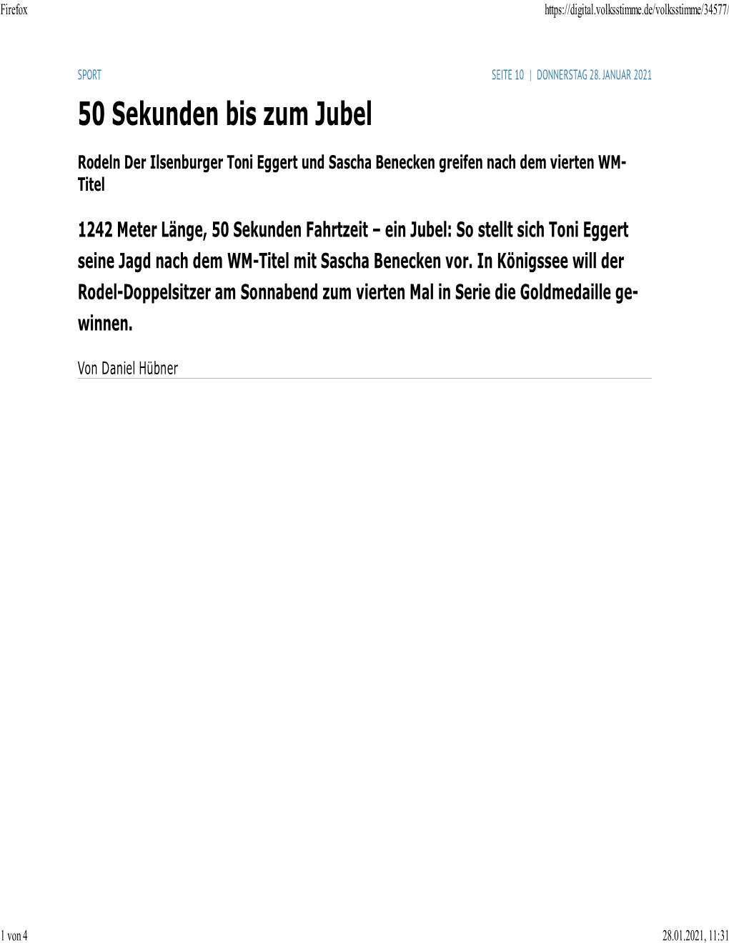 1242 Meter Länge, 50 Sekunden Fahrtzeit – Ein Jubel: So Stellt Sich Toni Eggert Seine Jagd Nach Dem WM-Titel Mit Sascha Benecken Vor