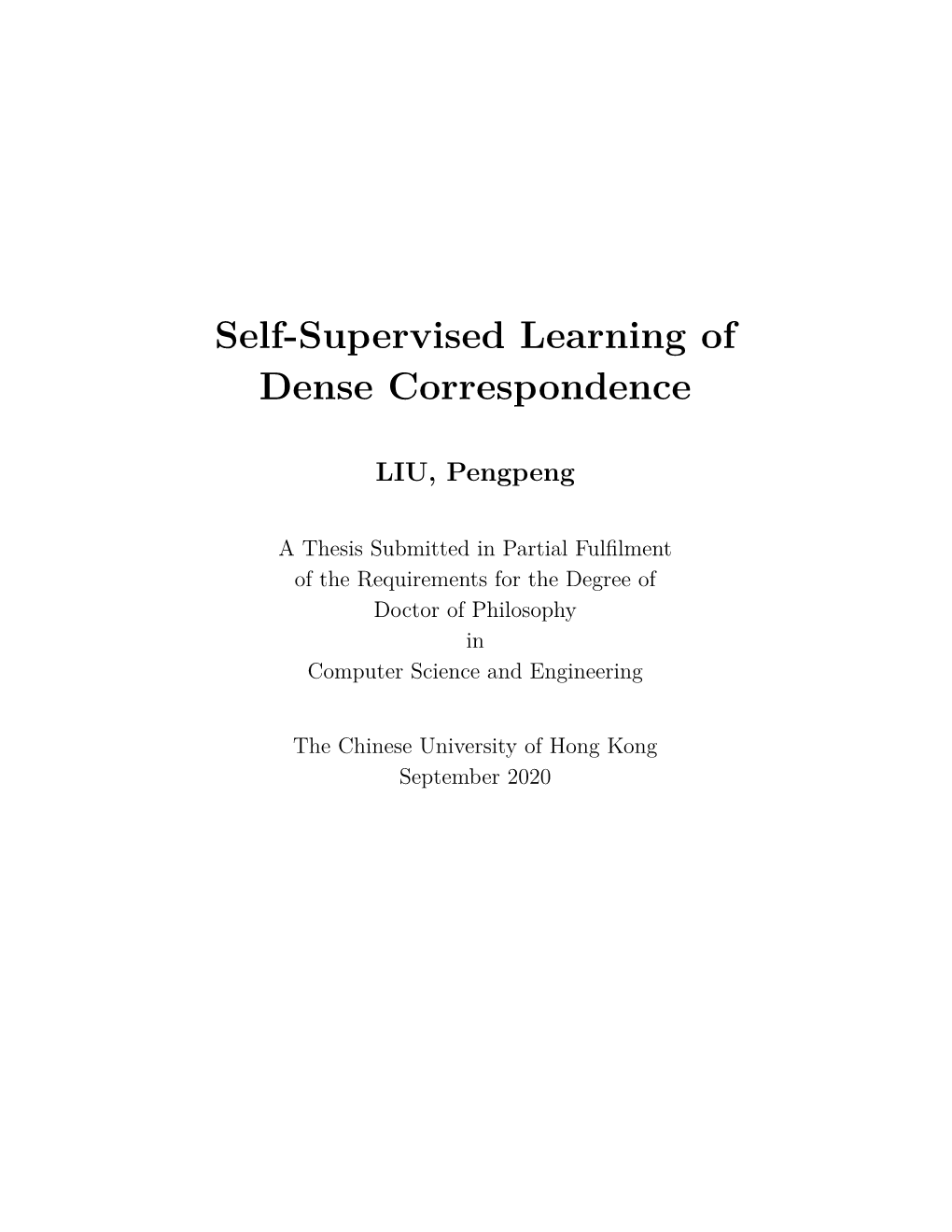 Self-Supervised Learning of Dense Correspondence