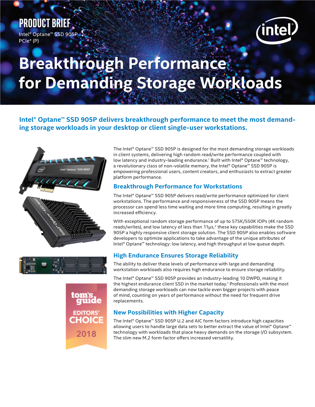 Intel® Optane™ SSD 905P Series for Demanding Storage Workloads