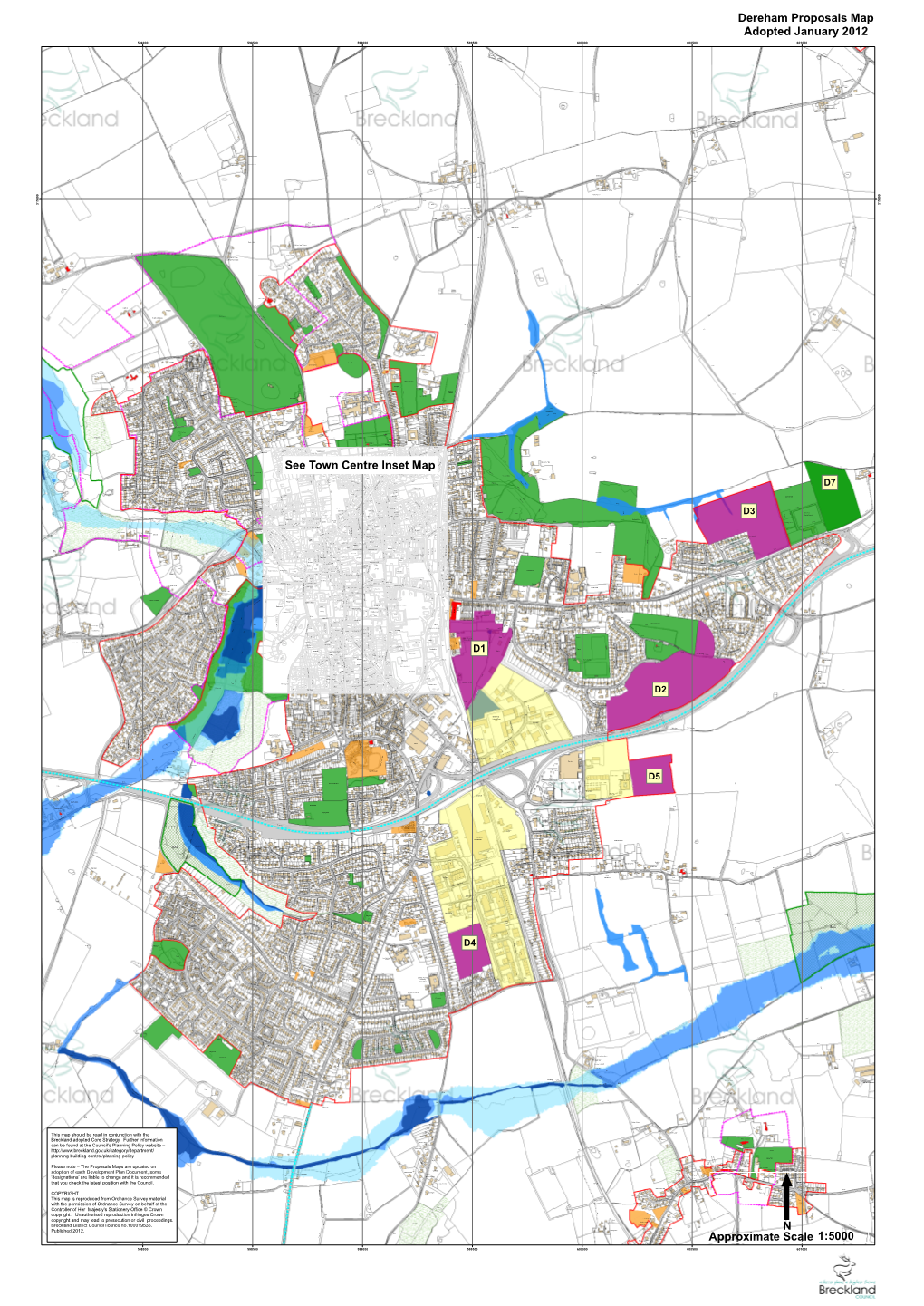 Dereham Proposals Map Adopted January 2012 598000 598500 599000 599500 600000 600500 601000