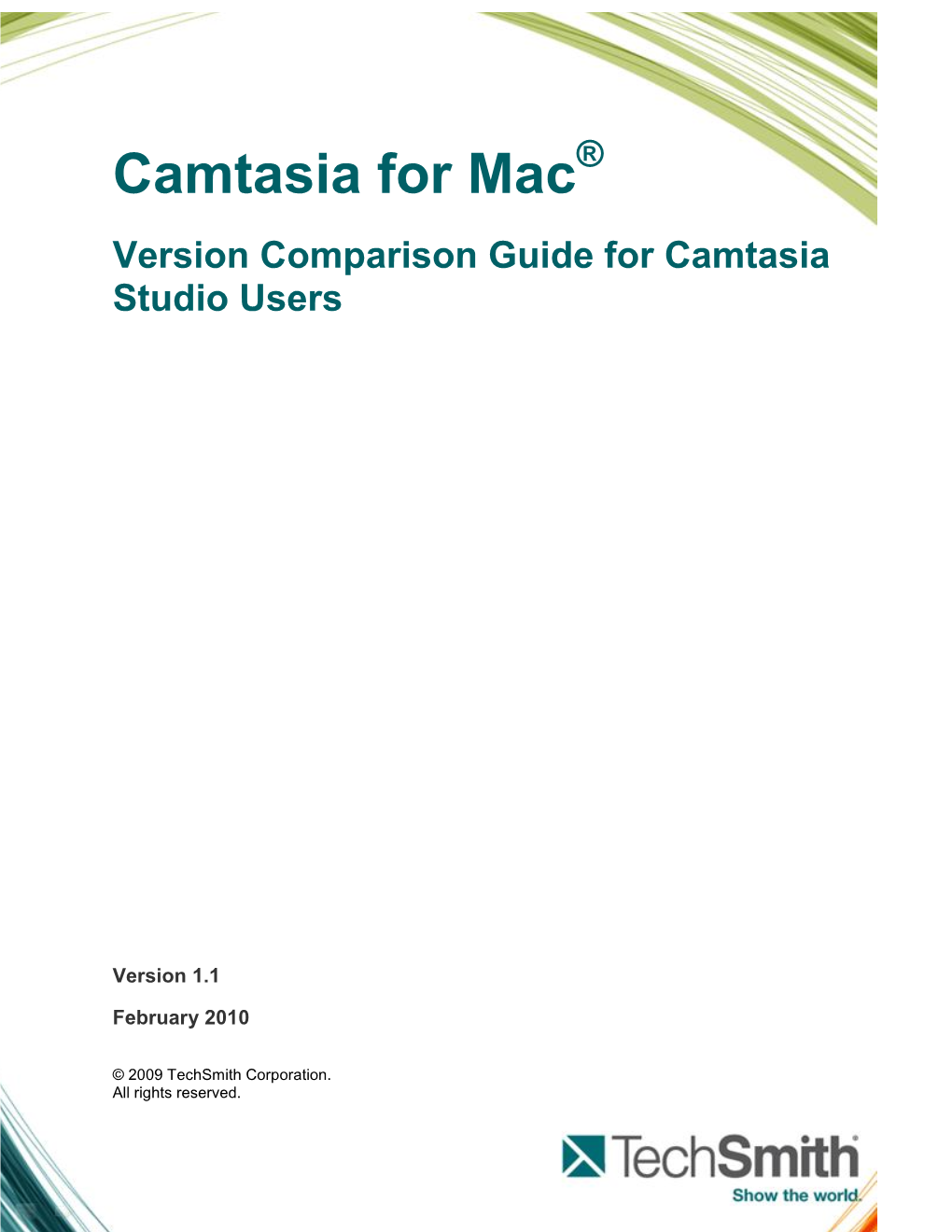 Camtasia for Mac® Version Comparison Guide for Camtasia Studio Users