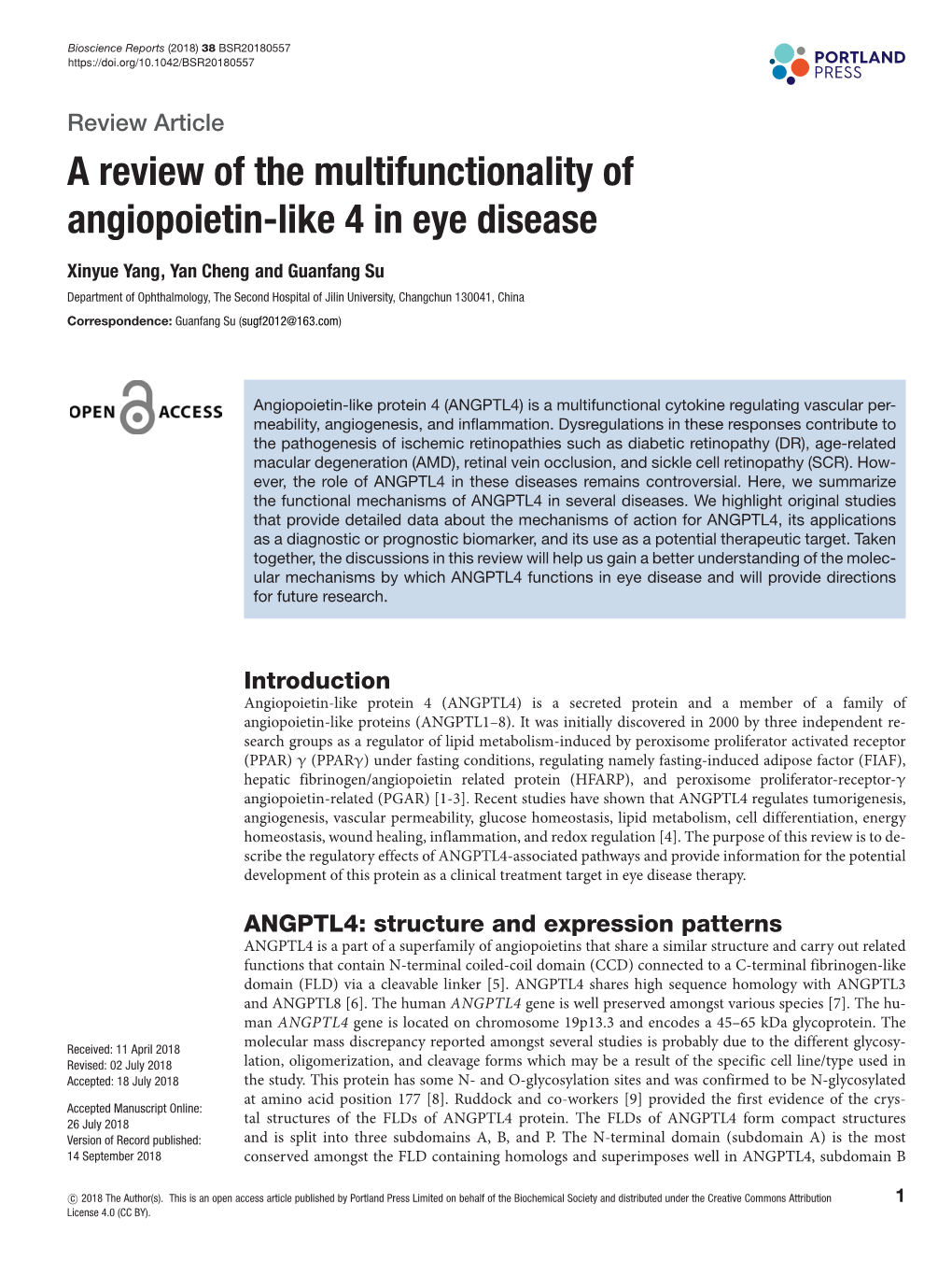 A Review of the Multifunctionality of Angiopoietin-Like 4 in Eye Disease