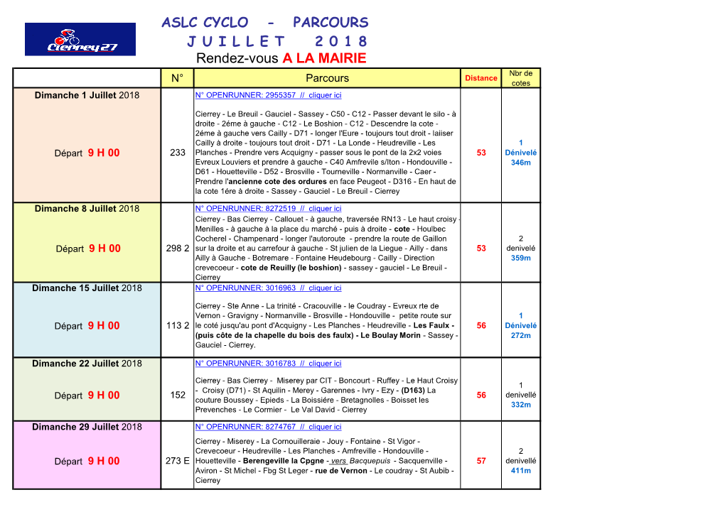 Rendez-Vous a LA MAIRIE ASLC CYCLO