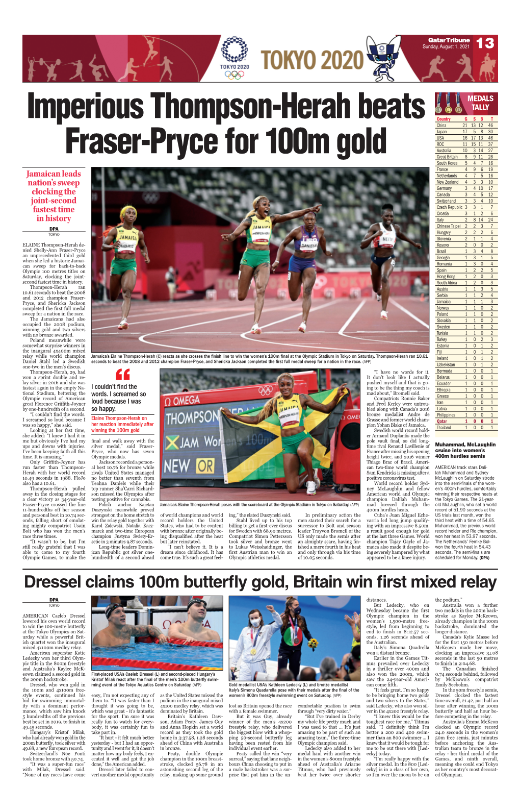 Imperious Thompson-Herah Beats Fraser-Pryce for 100M Gold