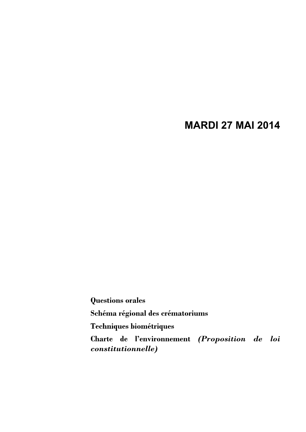 Mardi 27 Mai 2014