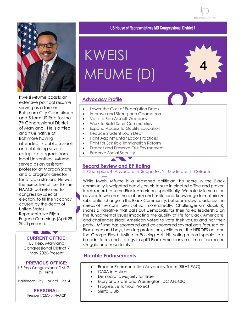 Kweisi Mfume (D)