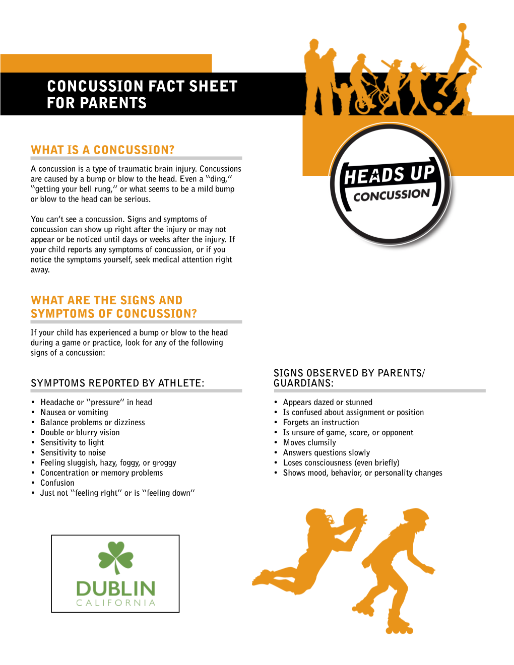 Concussion Fact Sheet for Parents