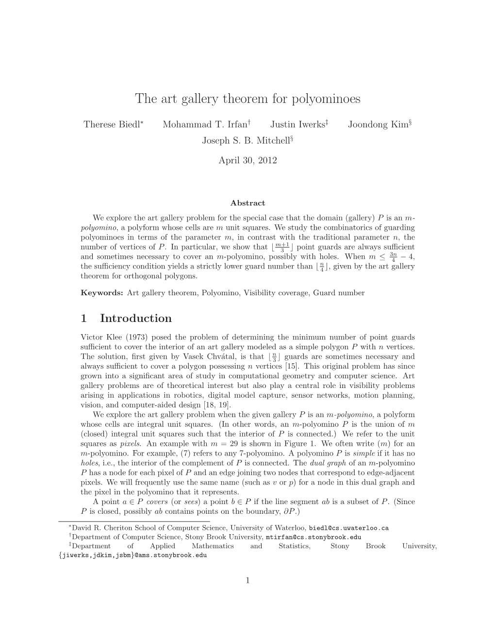 The Art Gallery Theorem for Polyominoes