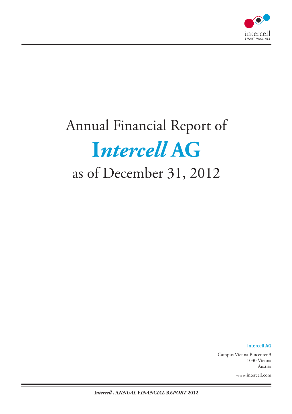 Intercell AG As of December 31, 2012
